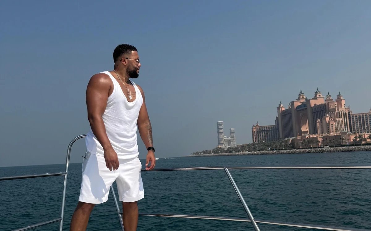 A private yacht at its berth in Dubai Marina before departure
