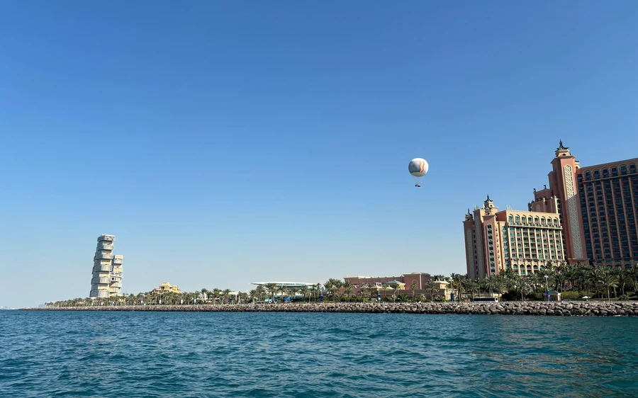 The Dubai Marina skyline seen from the water